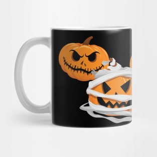 Three Halloween Pumpkins Face Jack o Lantern Orange Tie Dye Mug